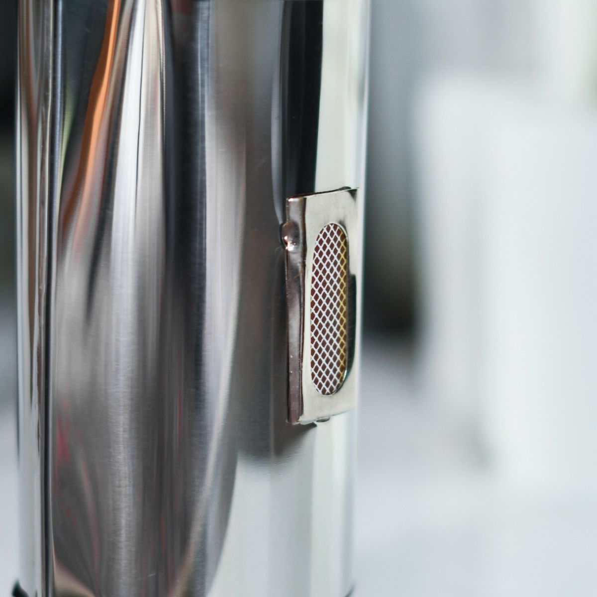 Close up of striker strip on steel match holder