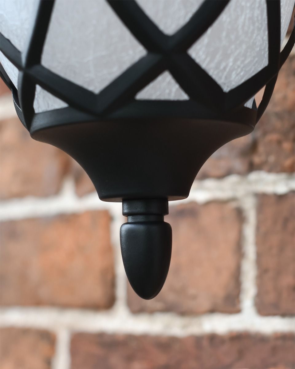Criss Cross Pattern on Frosted Glass Outdoor Lantern 