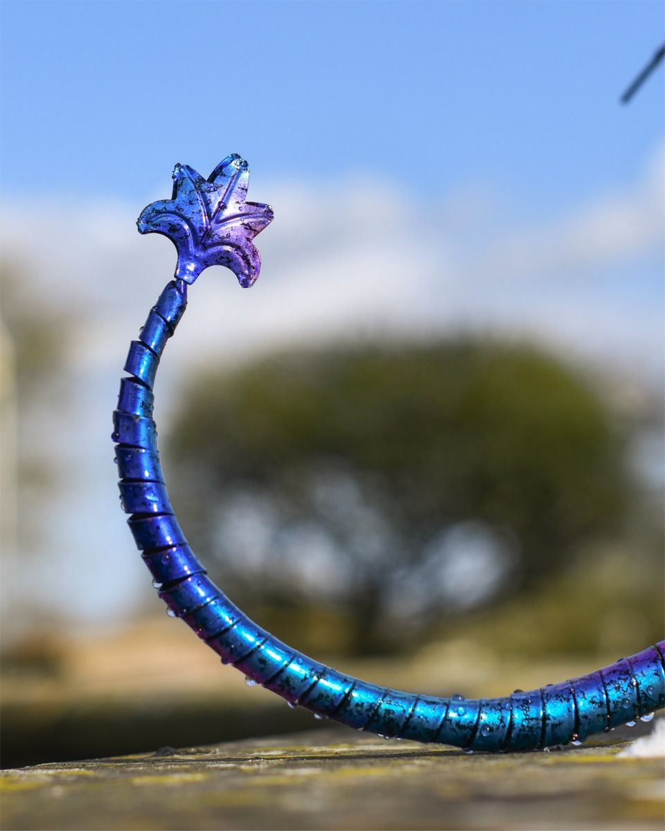 Blue Metal Baby Dragon Garden Sculpture 