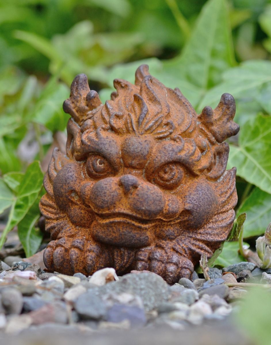 Rustic Cast Iron "Chinese Pixiu" Garden Sculpture 