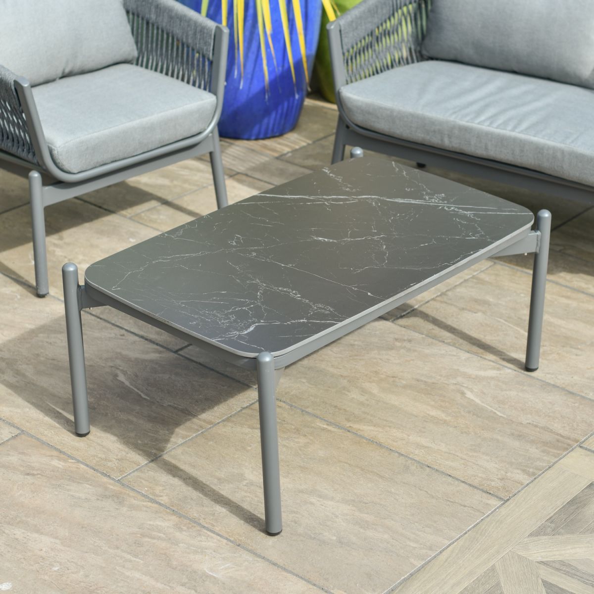 Anthracite grey coffee table with engineered stone table top 