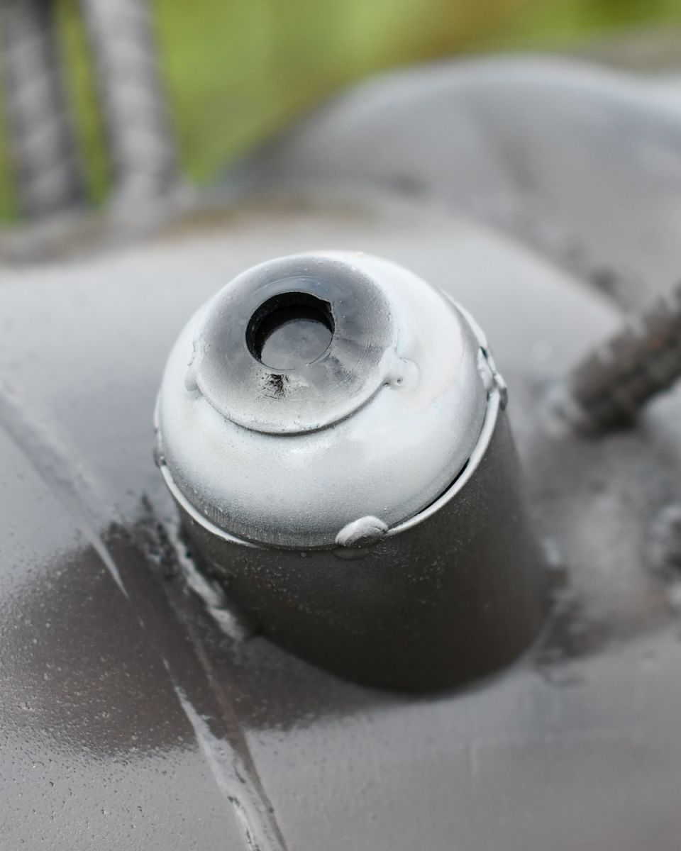 Close up of intricate eye detail on recycled gas cannister hippo sculptures