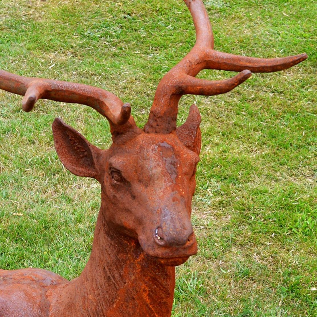 Detailed image of cast iron stag face & antlers