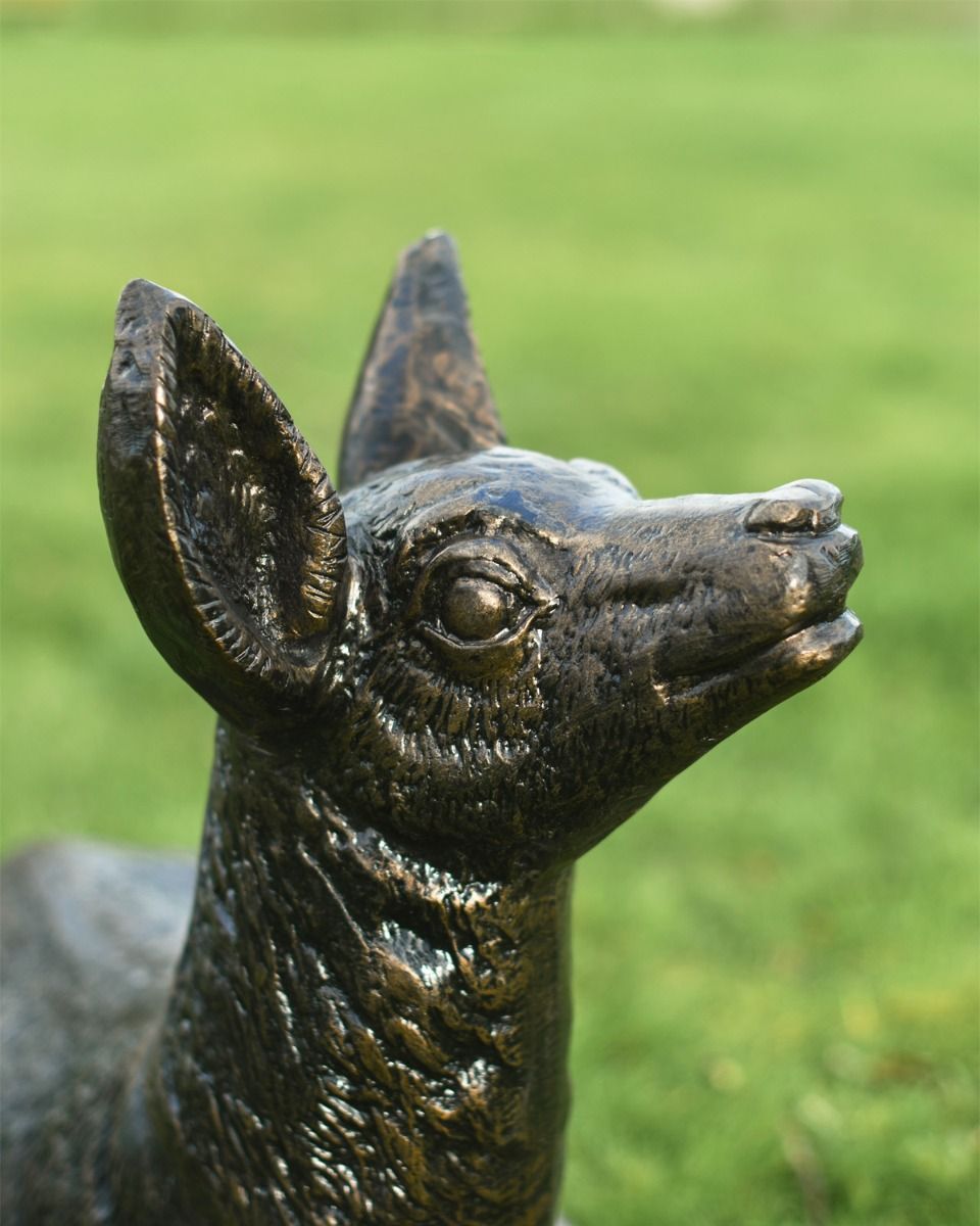 Close Up Of "Juniper" Lying Down Fawn Garden Sculpture