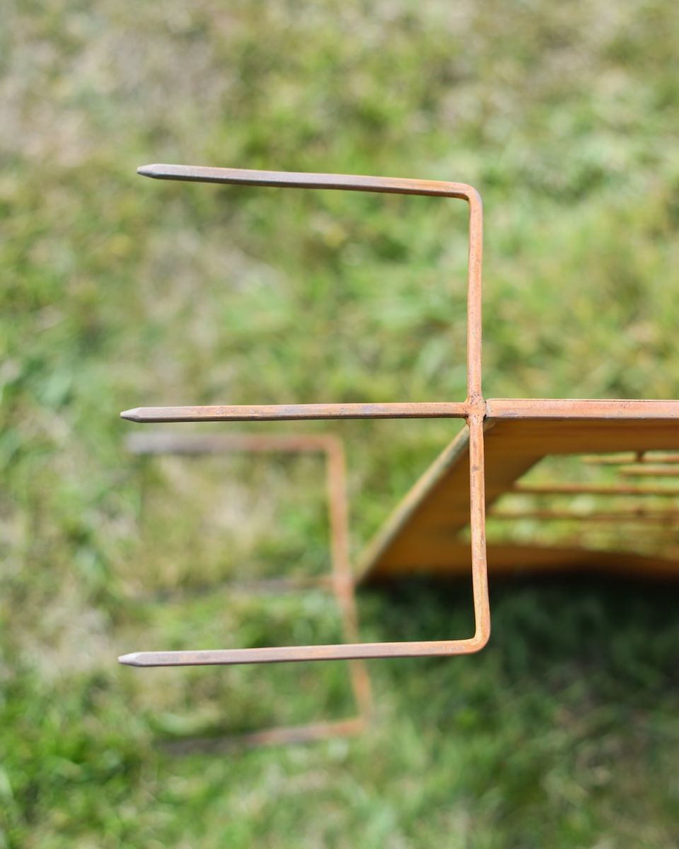 Close up of ground spike detail on Rustic Dandelion Decorative Garden Screen