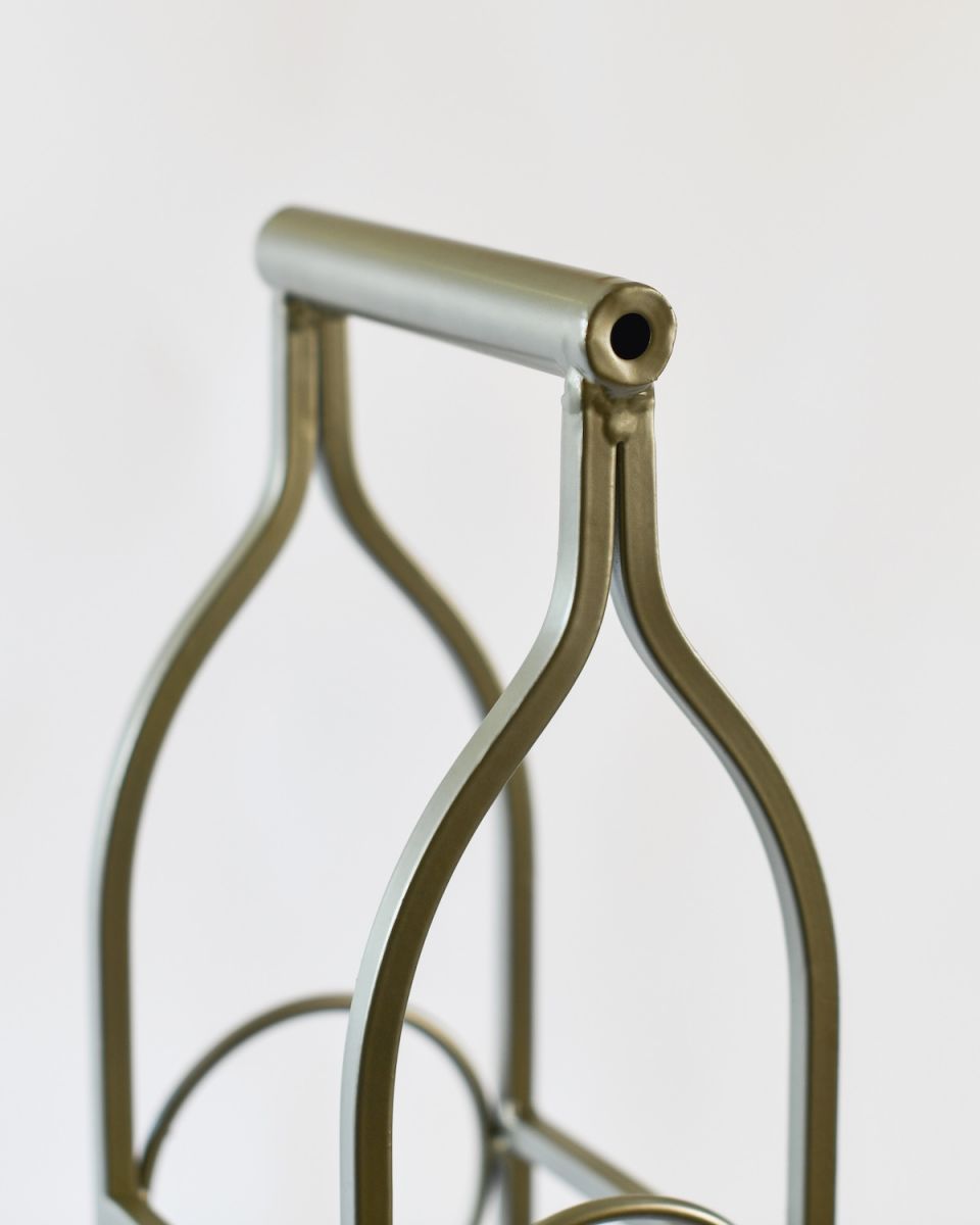 Close up of handle on ’Monticello’ Space Saving Wine Rack - 117cm