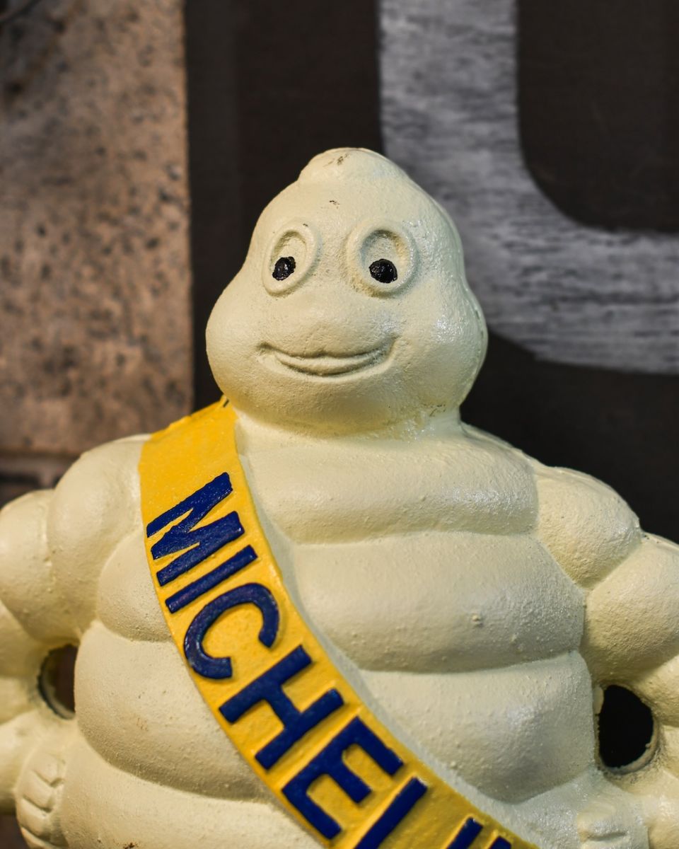 Close up of head on Michelin Man Statue Close up of head on Michelin Man Statue