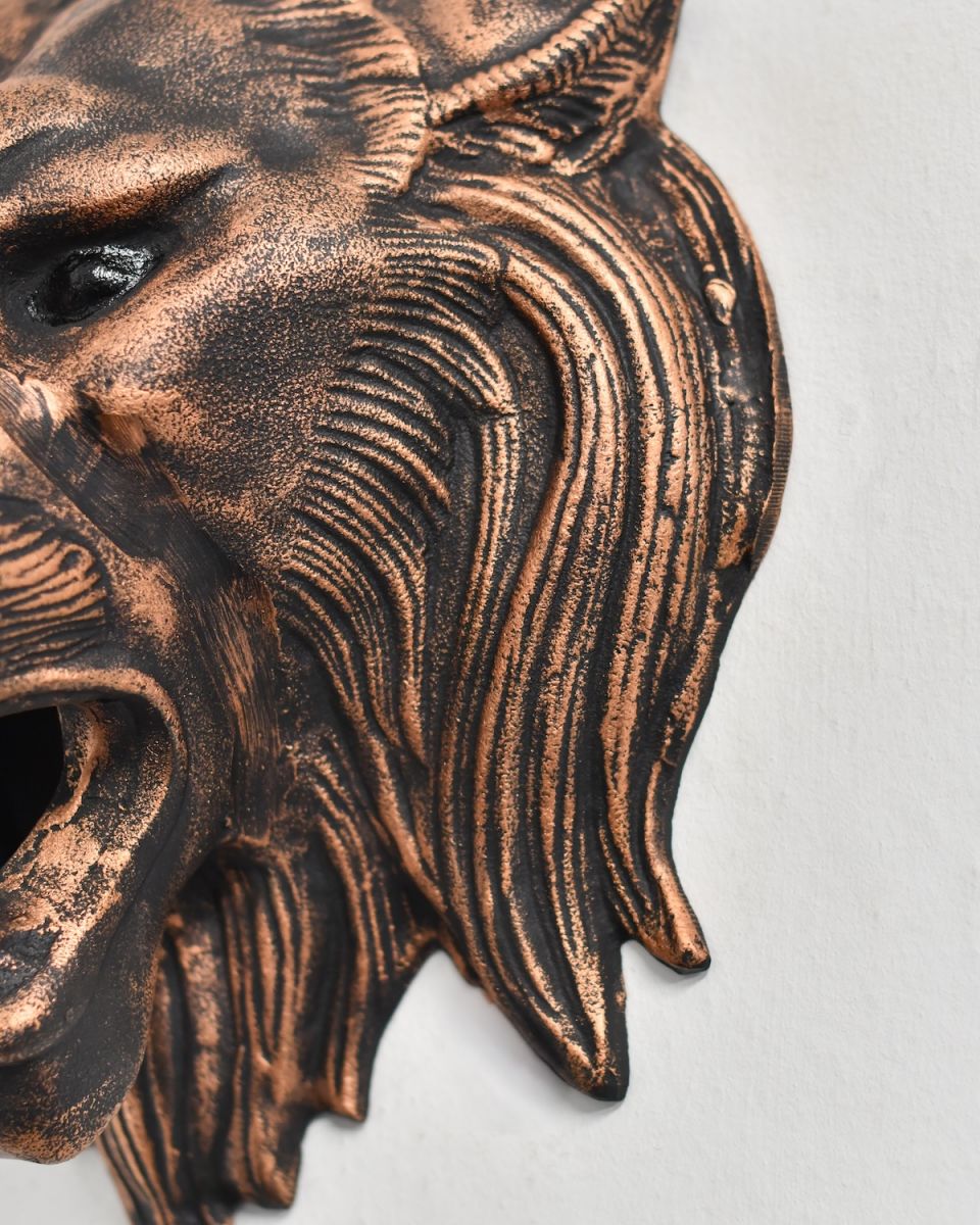 Close up of lions mane on animal head wall bust