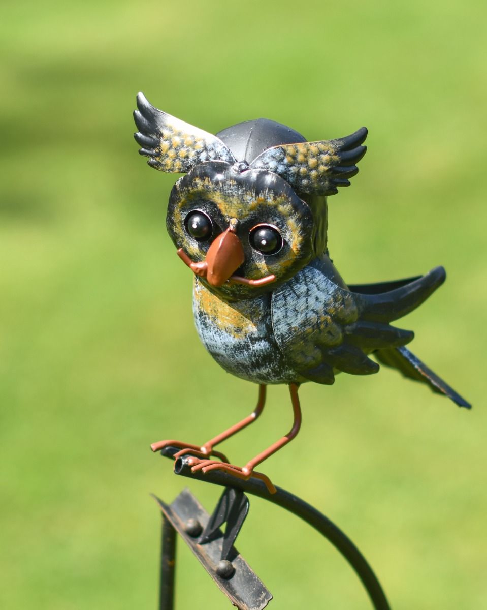 Metal "Owl Family" Rocker Garden Spike 
