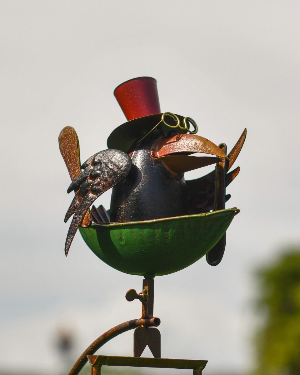 Metal "Whimsical Bird" Balancing Garden Spike