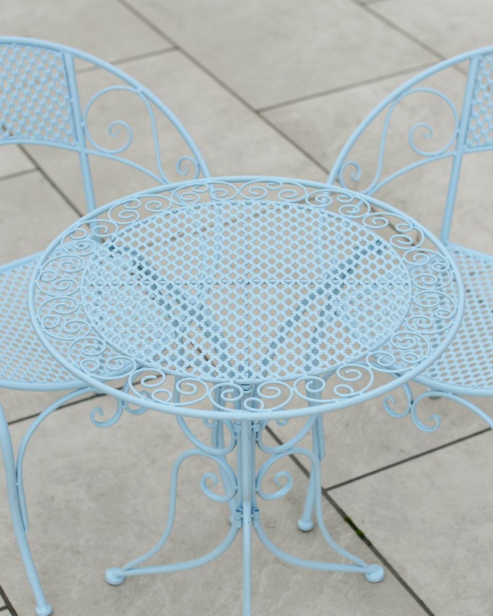 Close up of outdoor two seater dining set Close up of outdoor two seater dining set