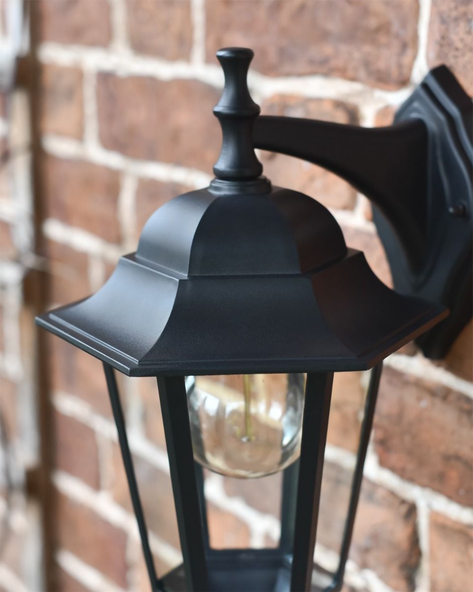 Close up of Cast Aluminium Top Fix Wall Lantern 