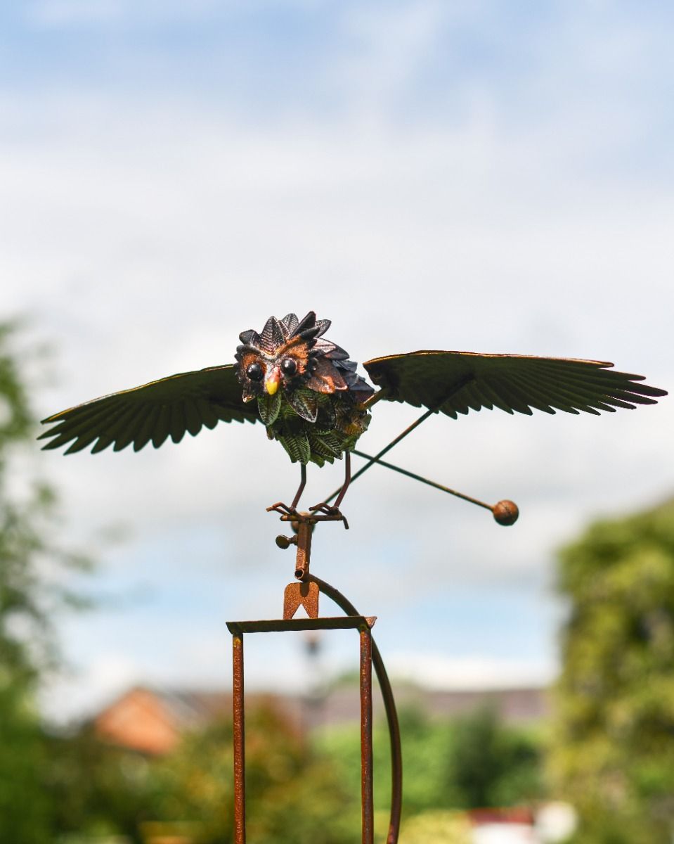 Close Up of Steel and Iron Balancing Owl 