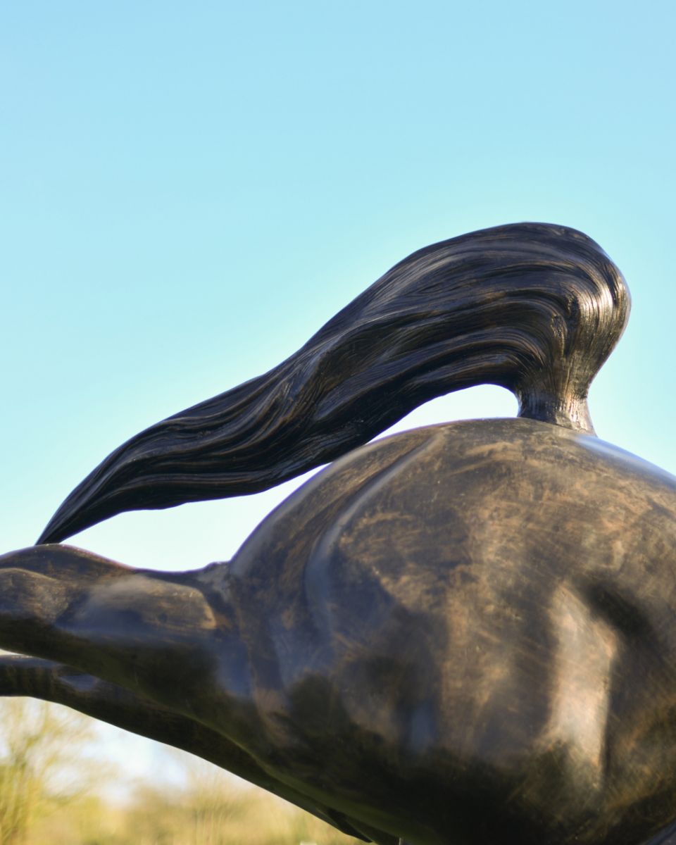 Bronze Cast Horse Garden Sculpture Close Up