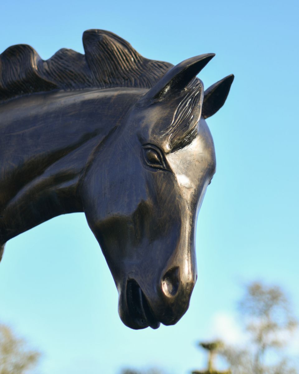 Close Up Of The Face From The Cast Aluminium Bronce Bucking Horse