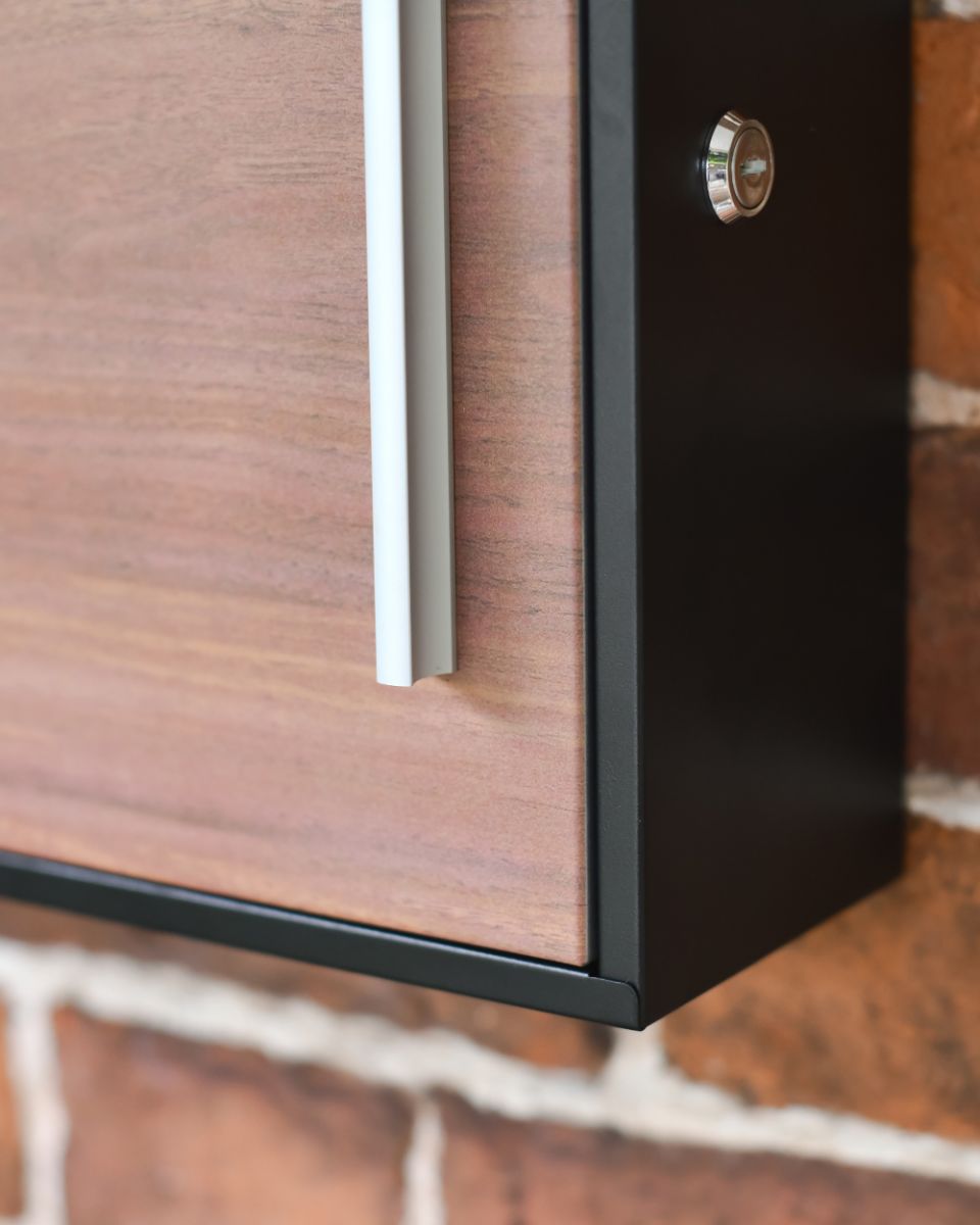 Close Up Of The Modern Wood Finish On The Mayfield Post Box Close Up Of The Modern Wood Finish On The Mayfield Post Box