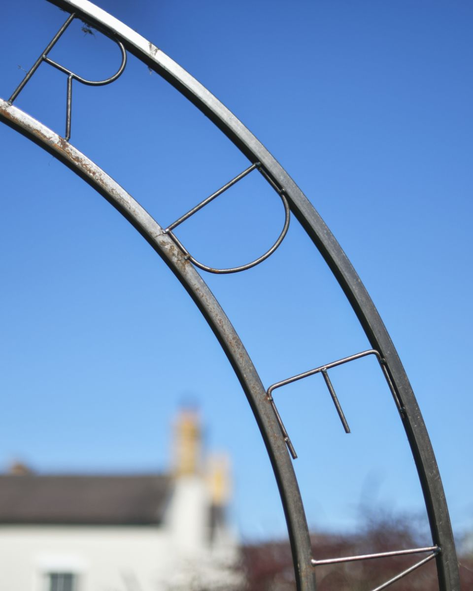 Close Up Of The Ornate "Herb Garden" Natural Lacquer Rose Arch  Close Up Of The Ornate "Herb Garden" Natural Lacquer Rose Arch