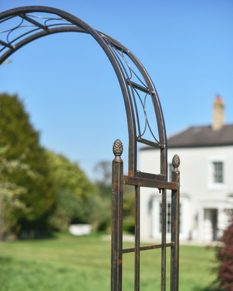 Close-up of the Rustic Lacquered Finish on the Rose Arch