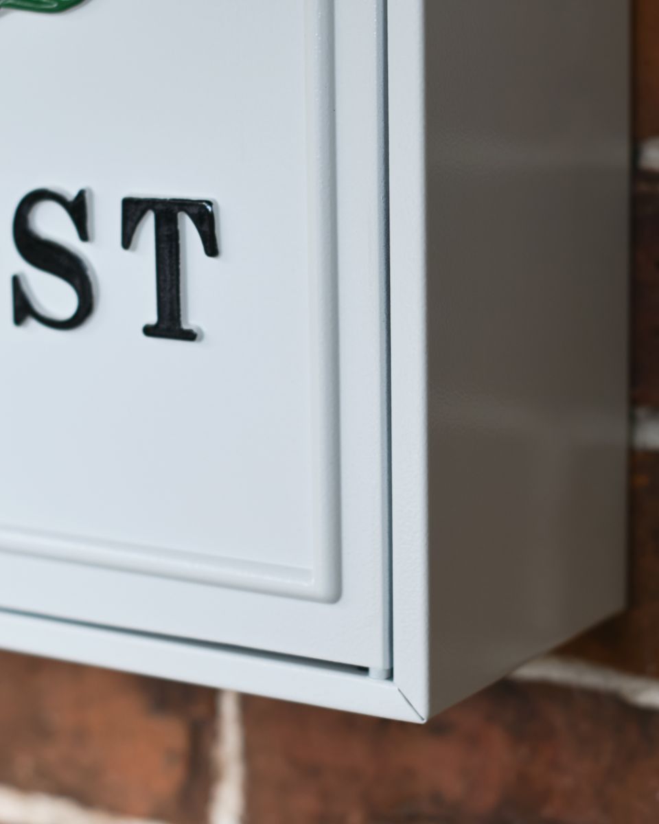 Close Up Of The White Finish On The Oxford Post Box