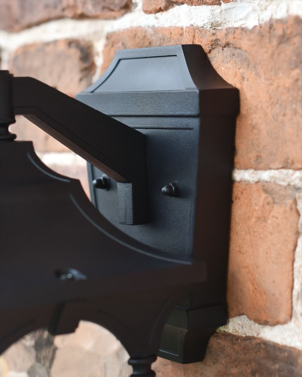 Close up of bracket for wall lantern  Close up of bracket for wall lantern