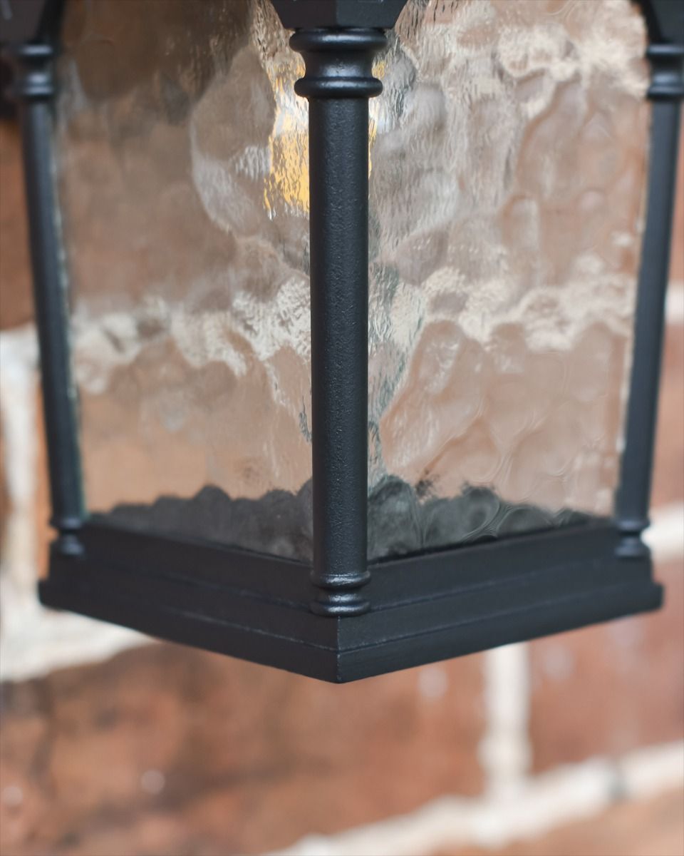 Close up of glass panels on Traditional "Adara" Top Fix Wall Lantern  Close up of glass panels on Traditional "Adara" Top Fix Wall Lantern