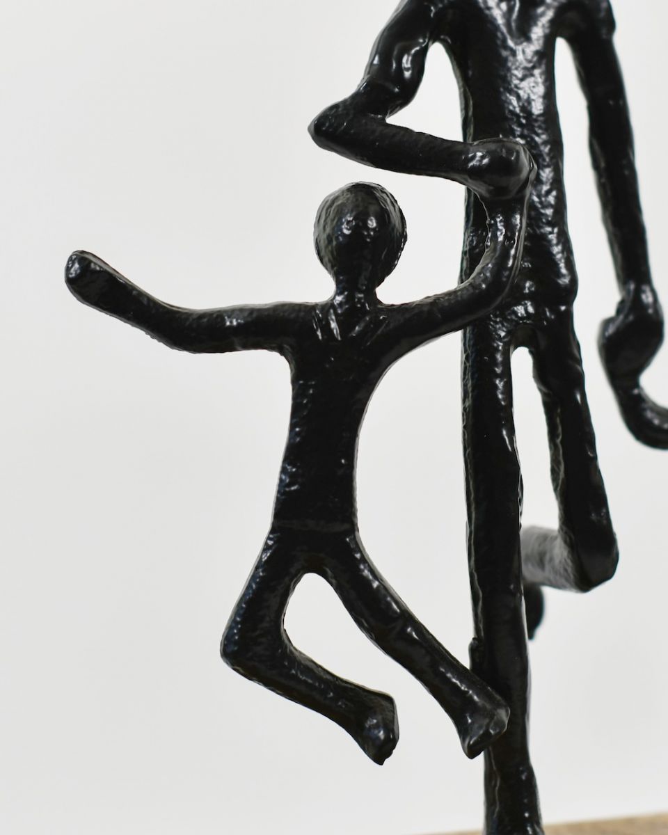close up of black cast aluminium home decor art sculpture
