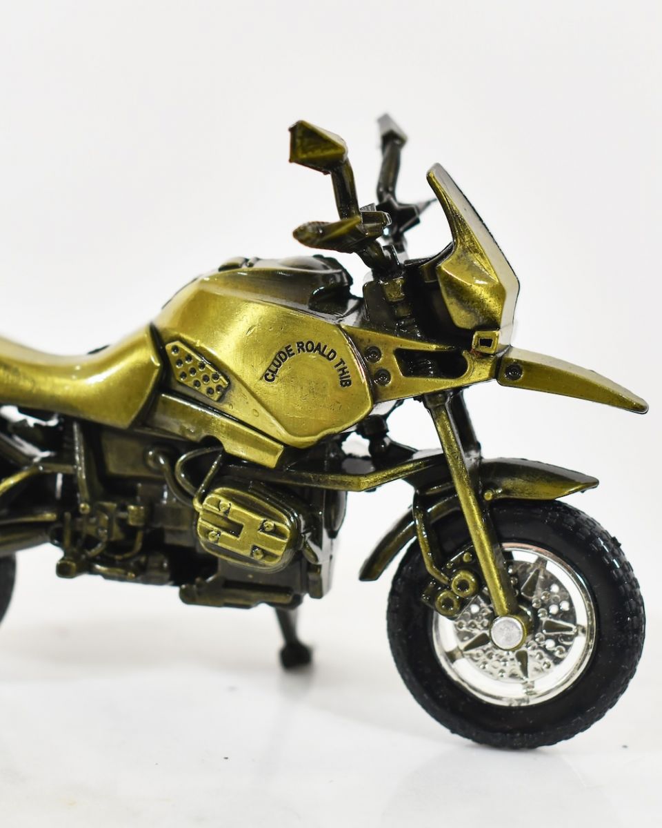 close up of scrap metal bike sculpture