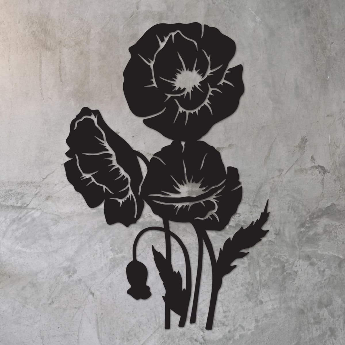 Cluster of Poppies Wall Art on a Rustic Grey Wall