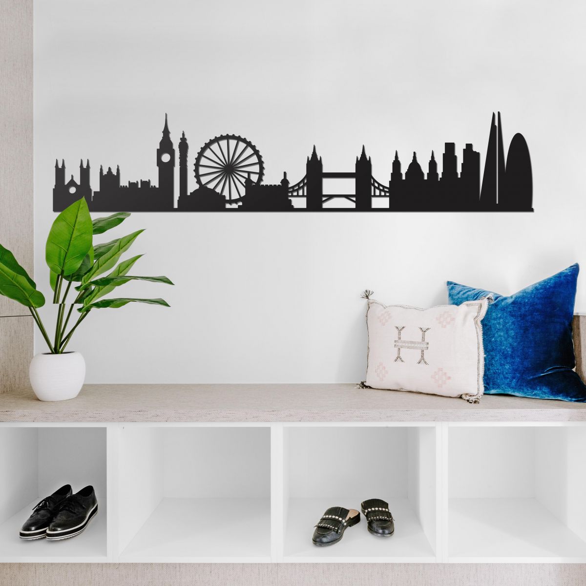 London Silhouette Wall Art in Situ on a White Wall
