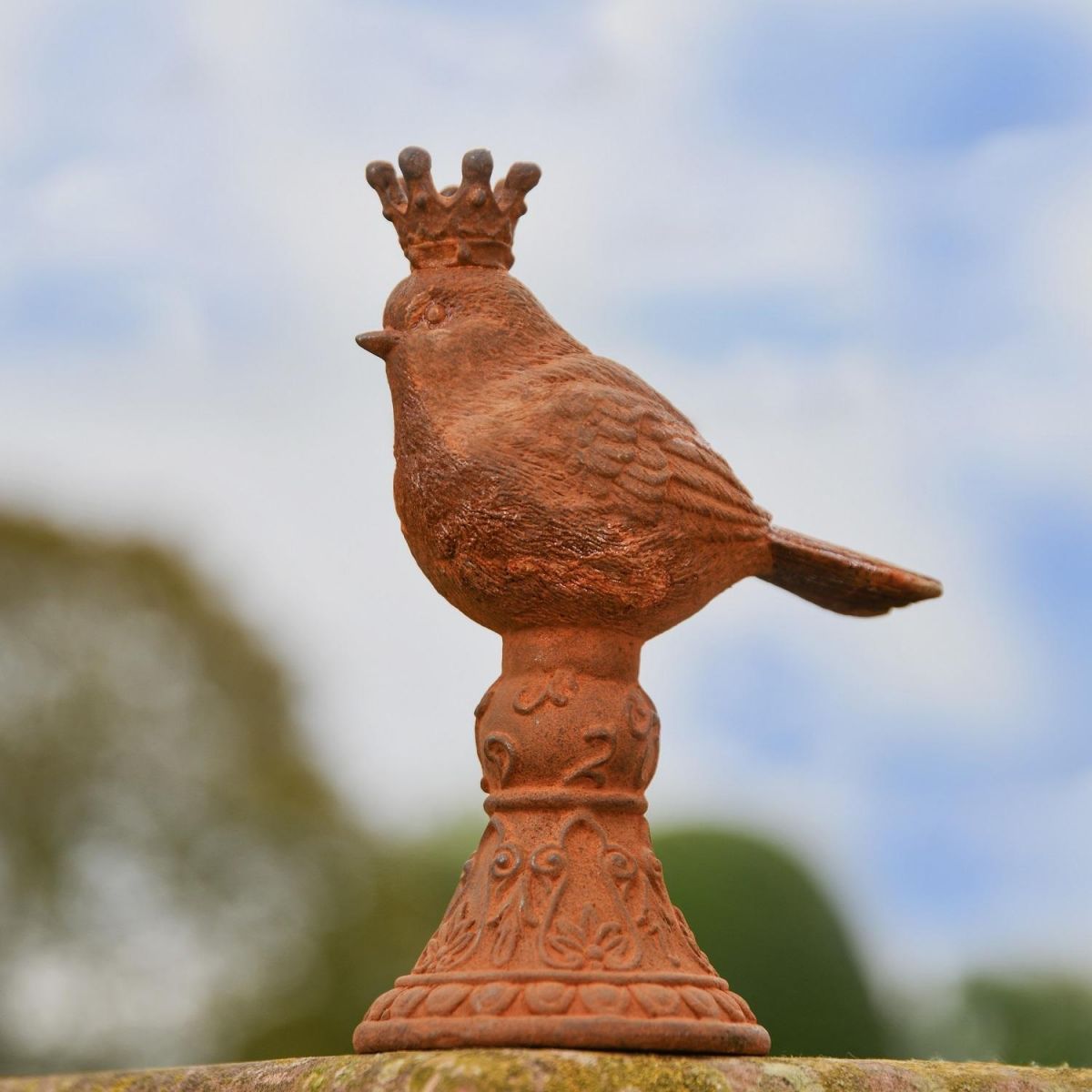 Rustic Cast Iron Bird Garden Sculpture  Rustic Cast Iron Bird Garden Sculpture