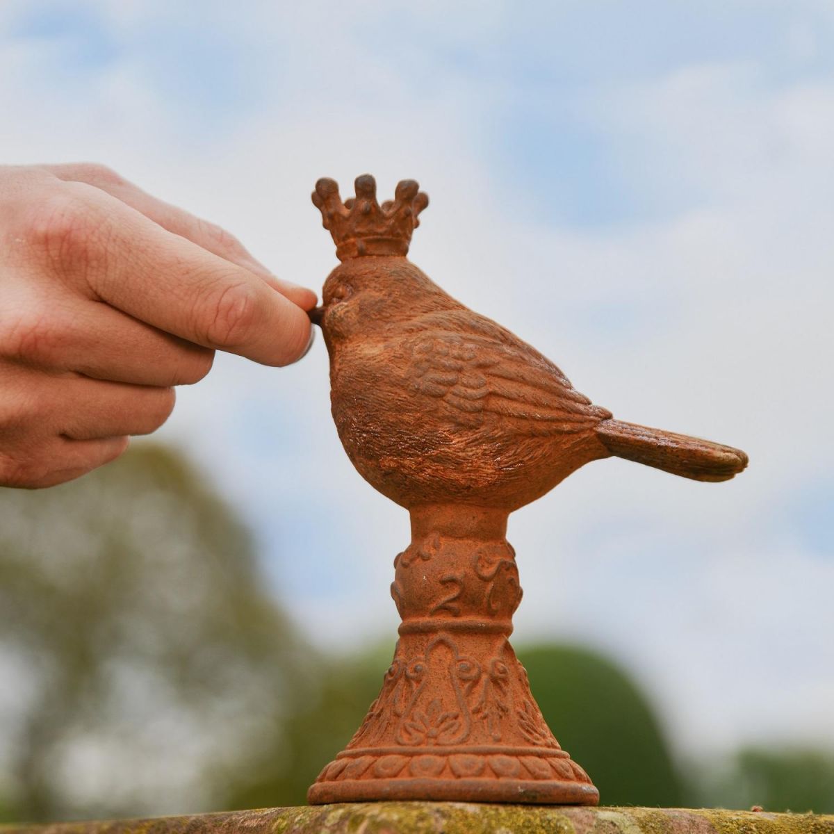 Bird Sculpture in Rustic Cast Iron  Bird Sculpture in Rustic Cast Iron