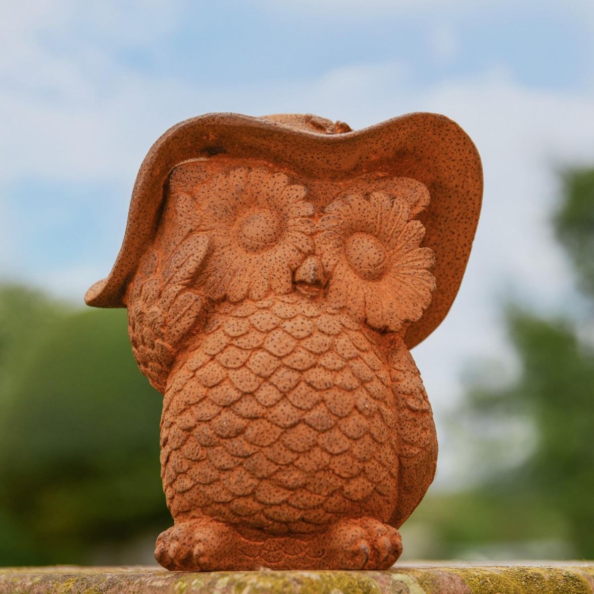 Rustic Cast Iron Owl in Hat Sculpture Rustic Cast Iron Owl in Hat Sculpture
