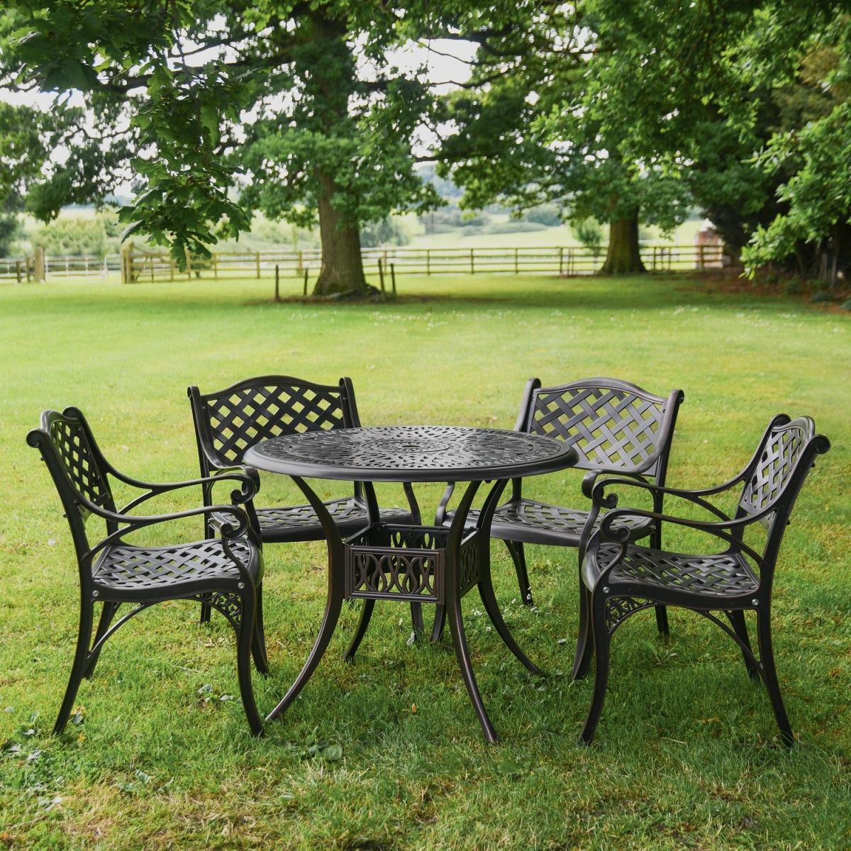 Antique Copper "Farleigh" Four Seater Furniture Set in Garden 