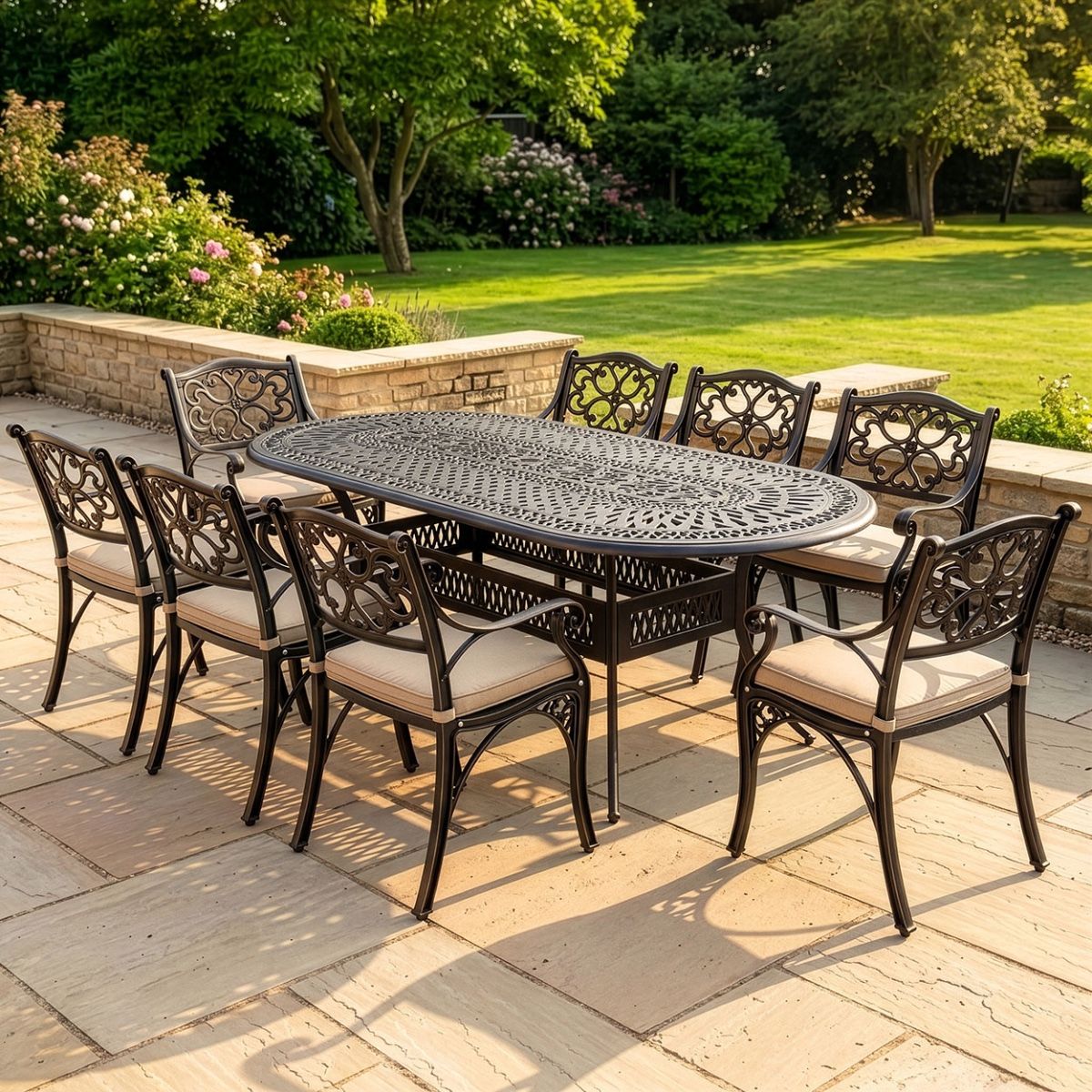 8-Seater Garden Dining Set Digital Illustration