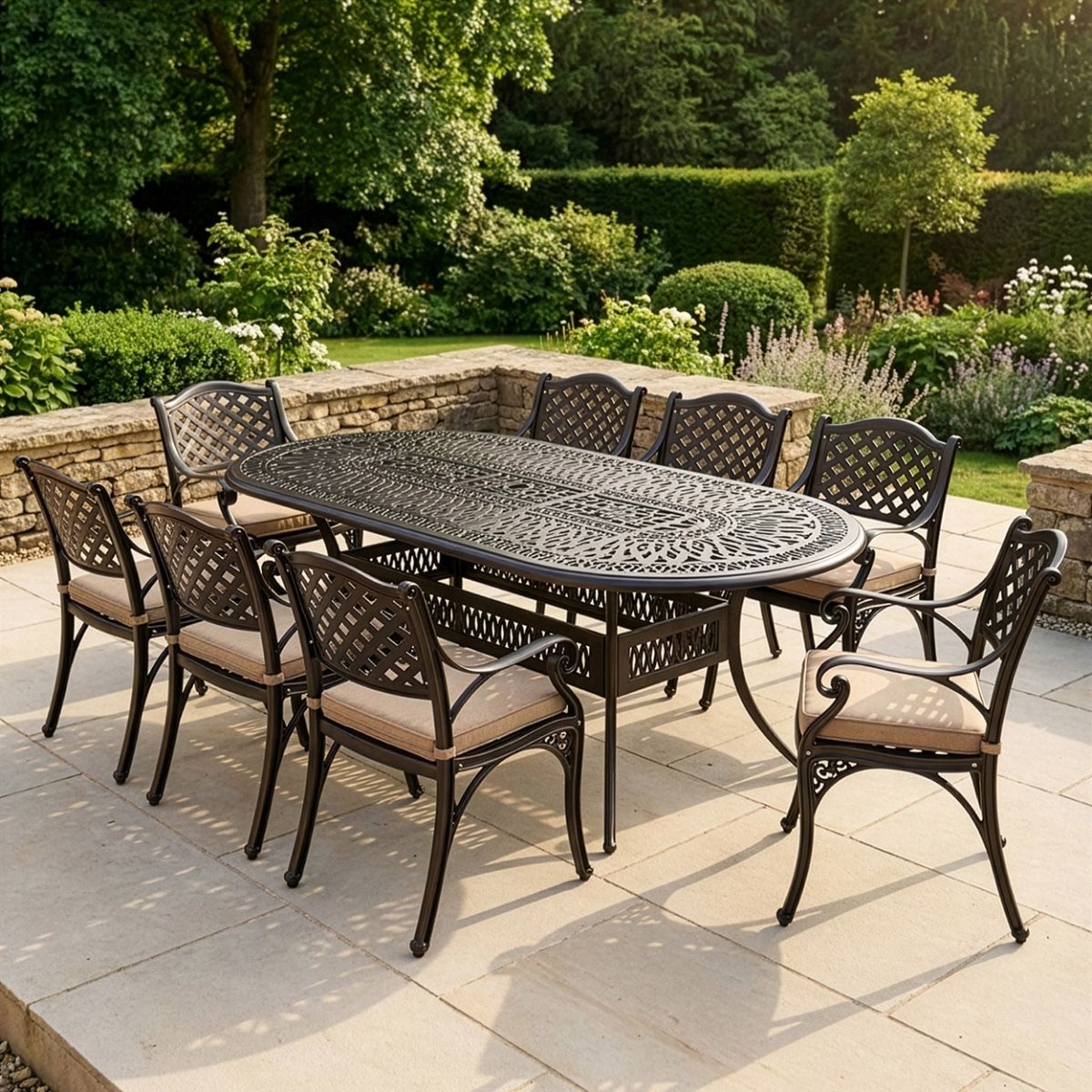 8-Seater Garden Dining Set Digital Illustration