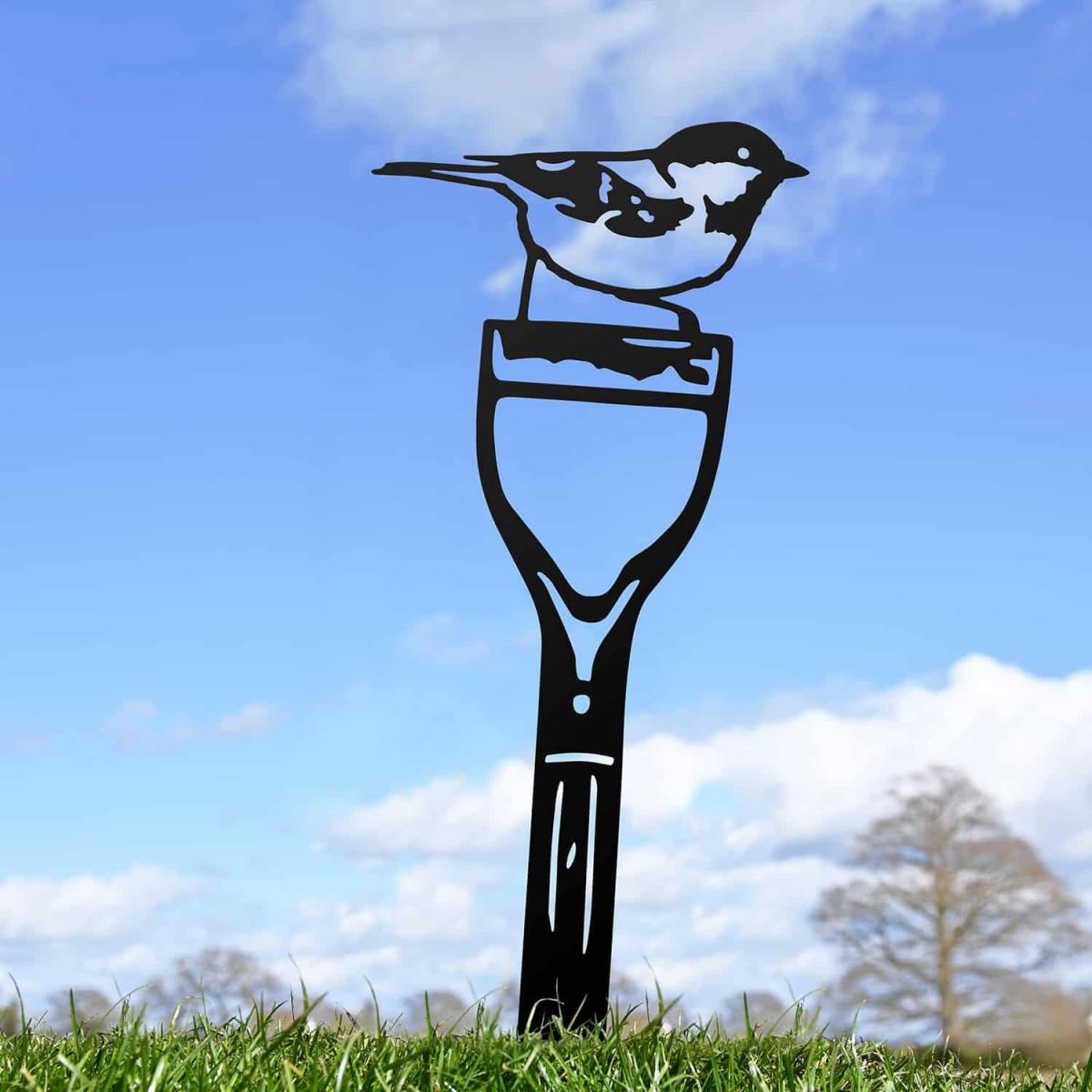 Sheet Steel Silhouette in Black Finish with Coal Tit Design