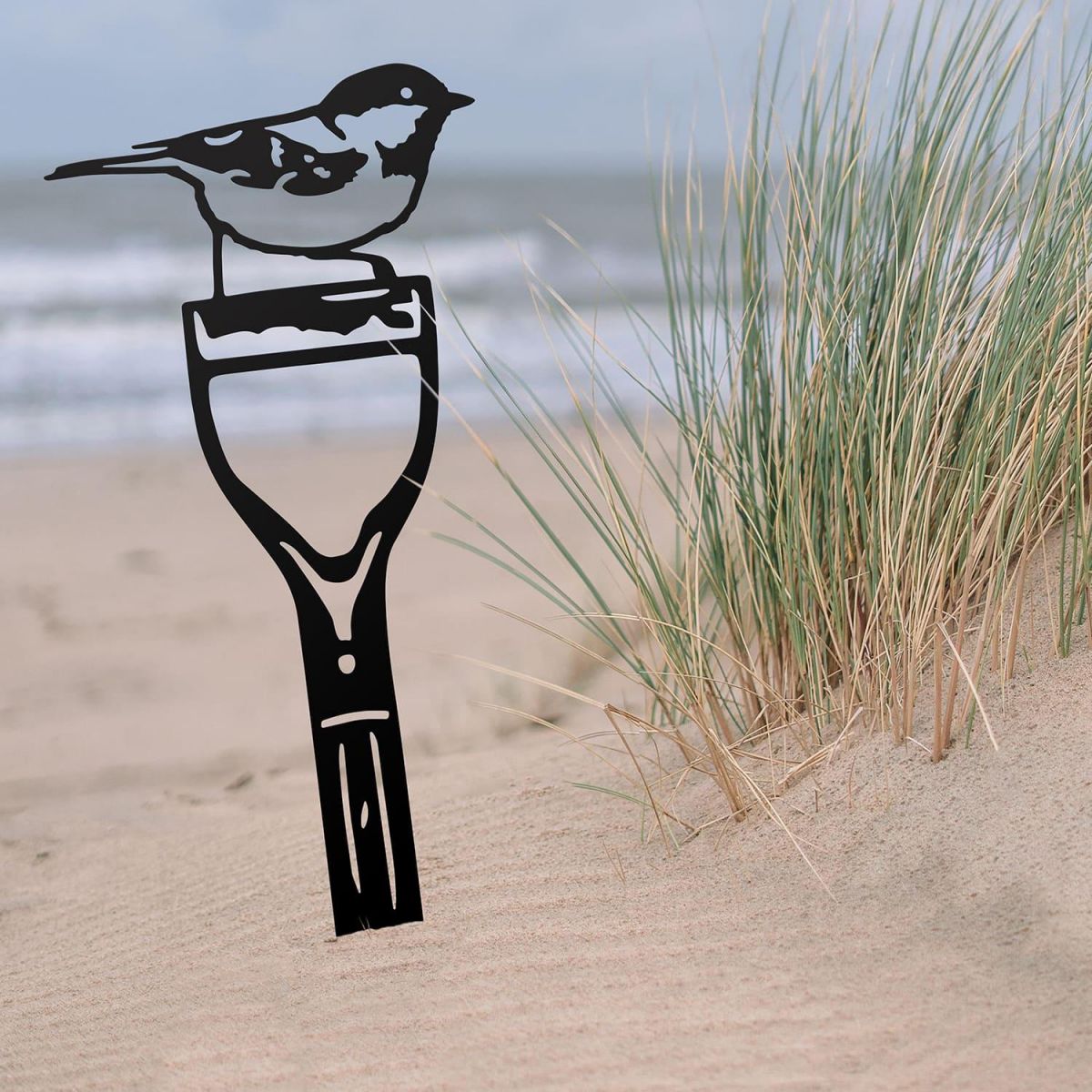 Sheet Steel Silhouette in Black Finish with Coal Tit Motif