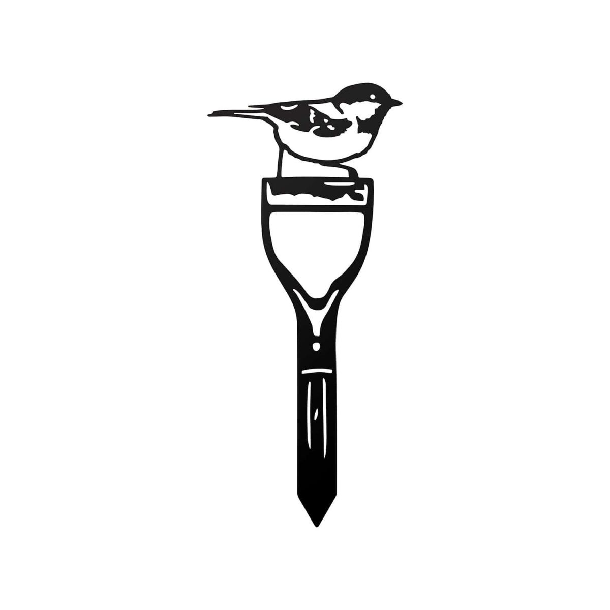 Close-Up of Coal Tit Sheet Steel Silhouette in Black Finish