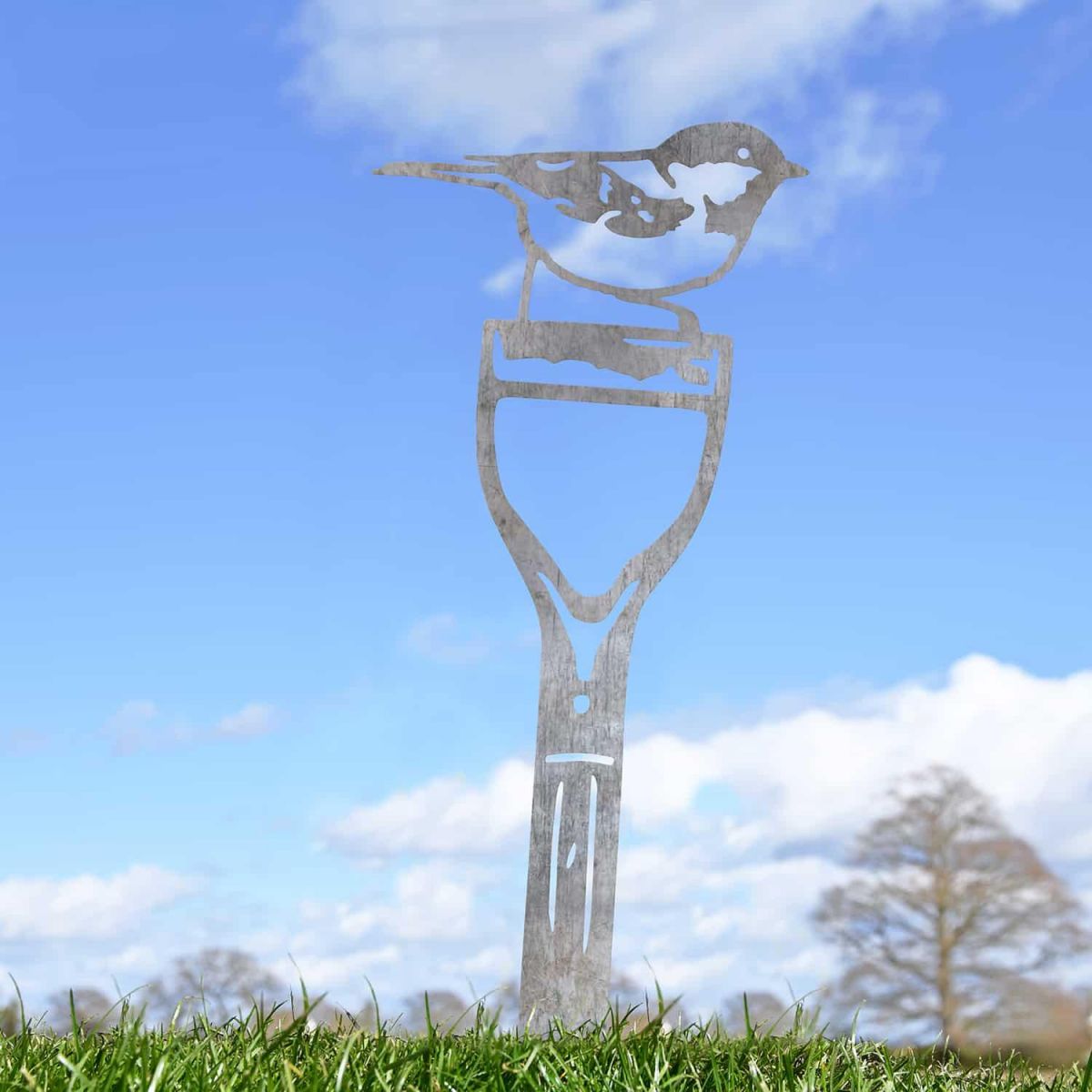 Unfinished Sheet Steel Silhouette with Coal Tit Design