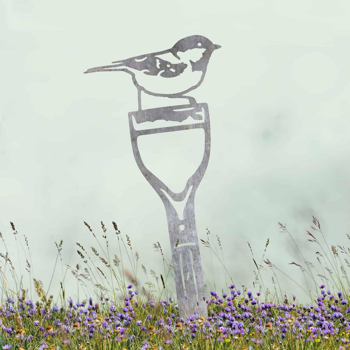 Unfinished Sheet Steel Silhouette with Coal Tit Motif