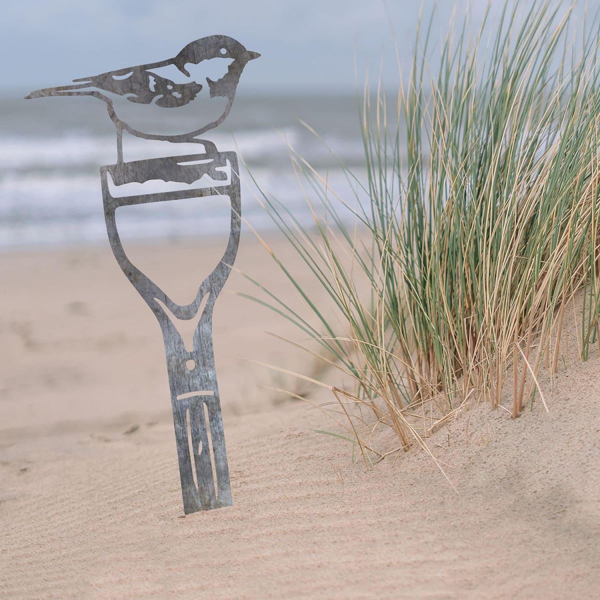 Coal Tit Sheet Steel Silhouette in Natural Steel Finish in Situ