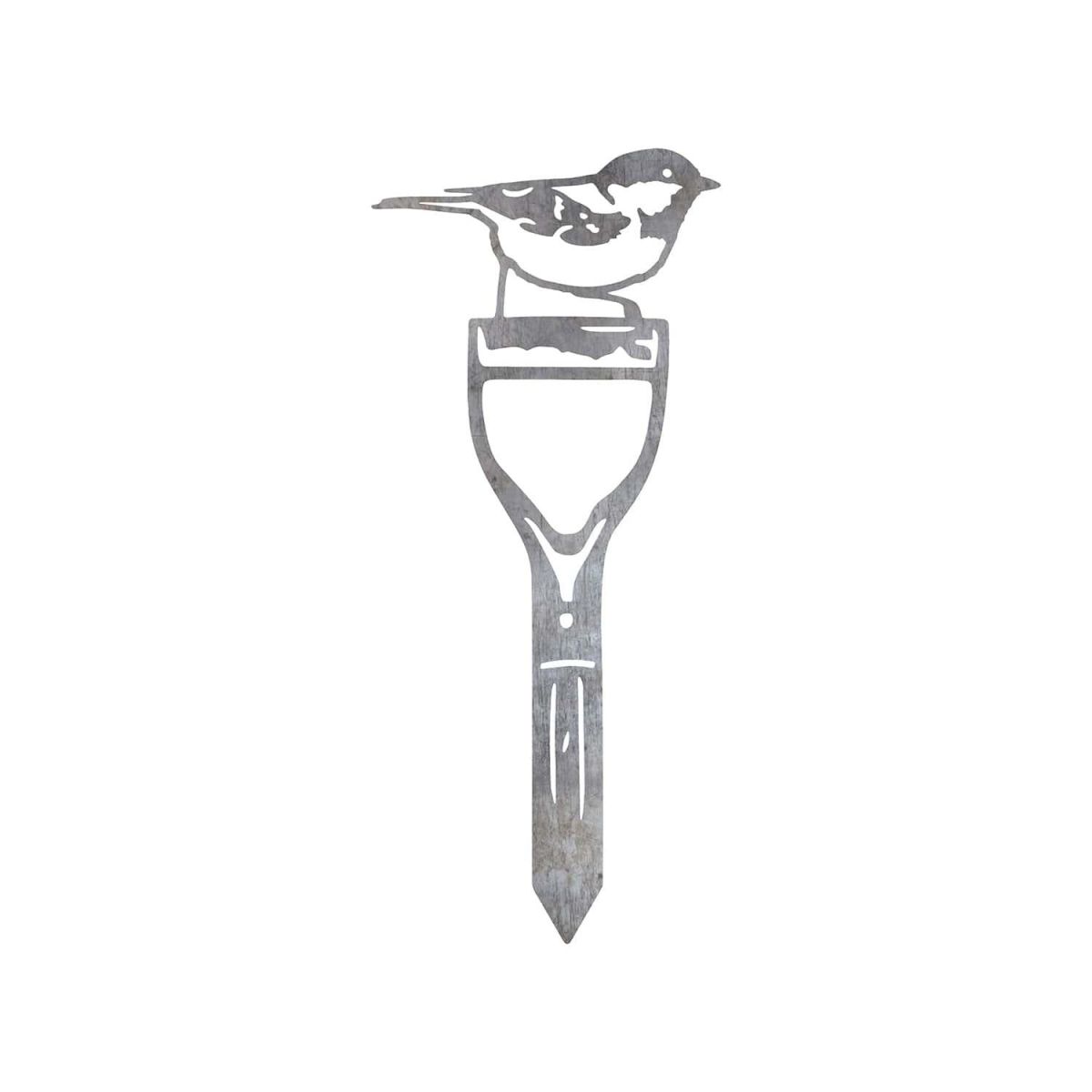 Close-Up of Coal Tit Sheet Steel Silhouette in Natural Steel Finish