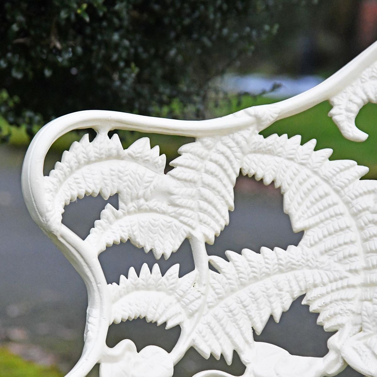 Close-up of the Leaf Detailing on the Arms of the "Coalbrookdale" Two Seater Garden Bench