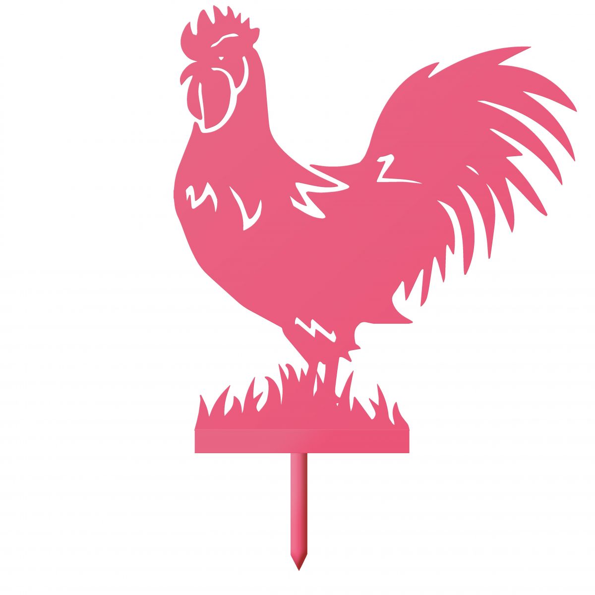 Pink Rooster Silhouette with Ground Spike 