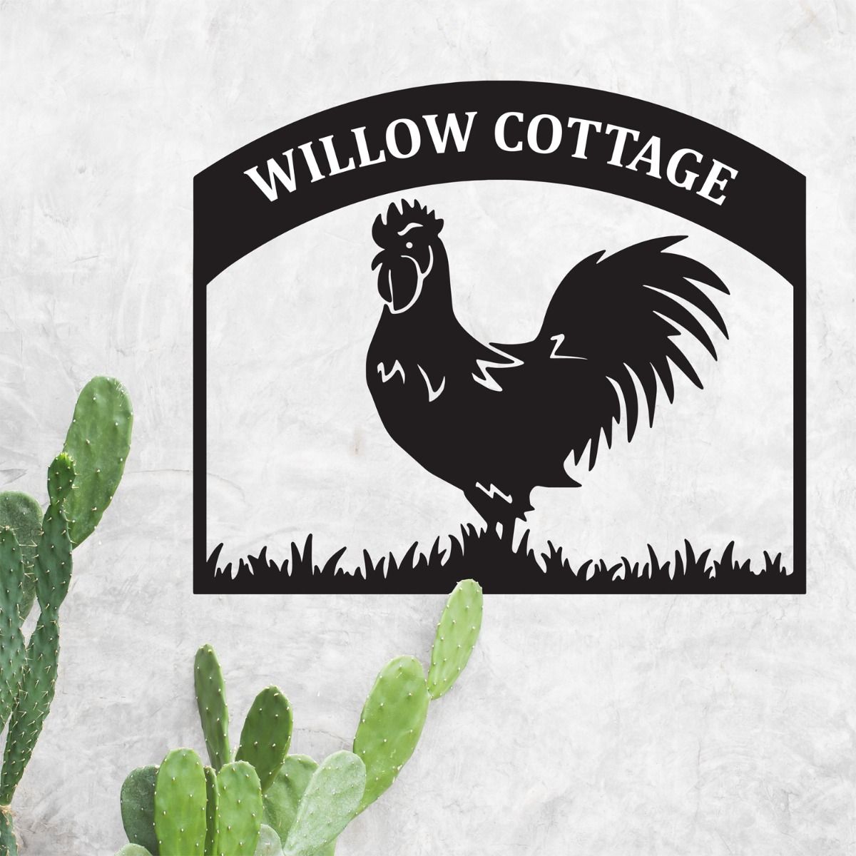 Steel Cockerel House Name Sign