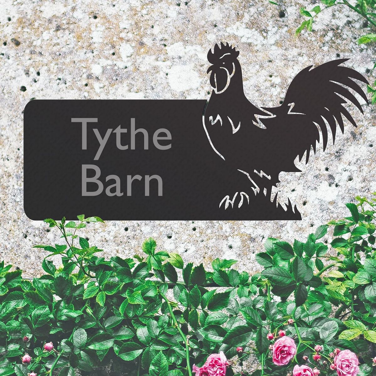 Cockerel Iron House Name Sign in Situ on the Front of a House