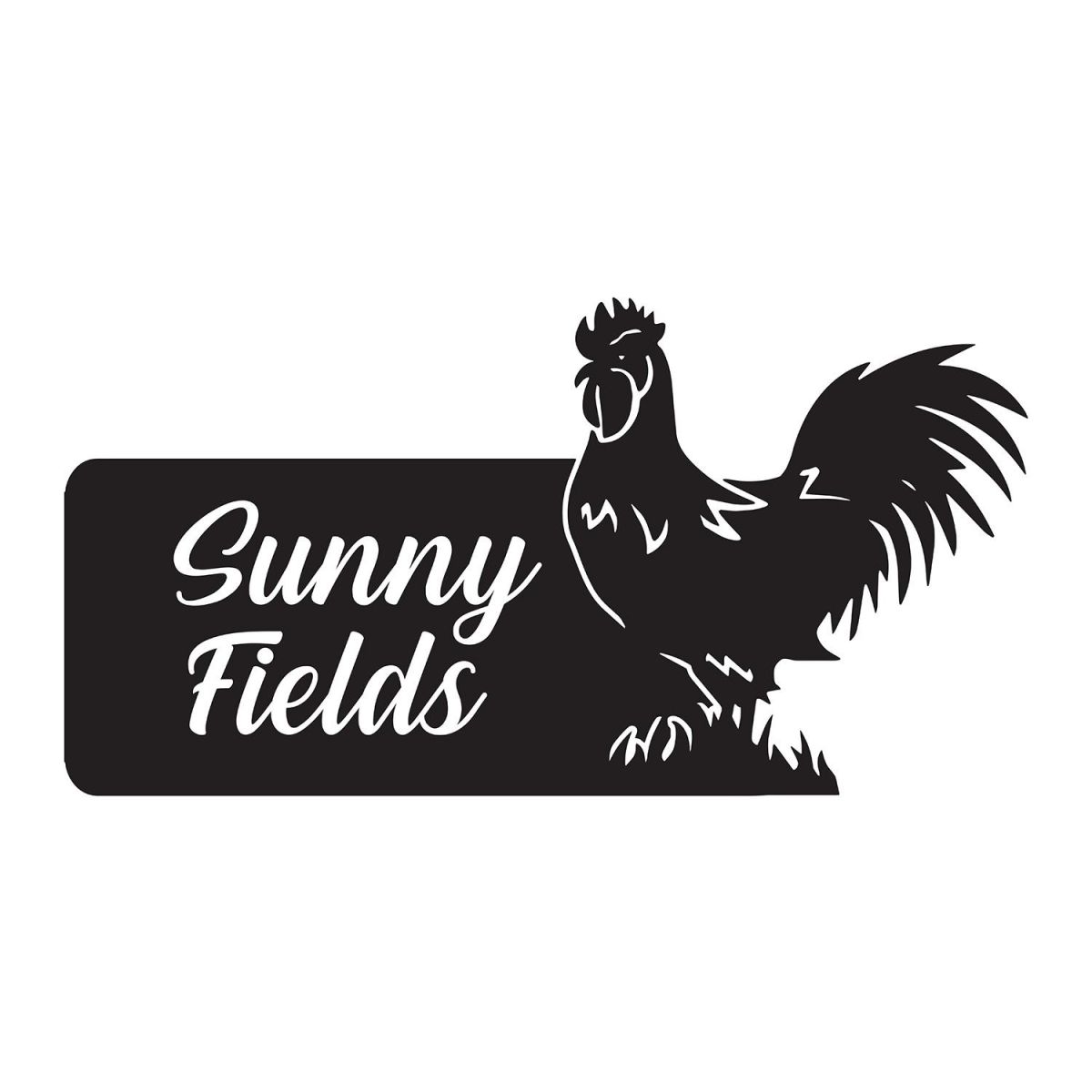 Cockerel Iron House Name Sign Finished in Black