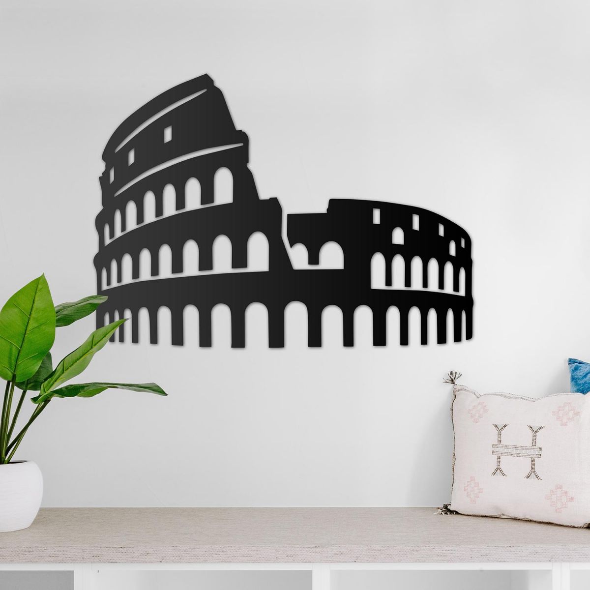 Rome Colosseum Steel Wall Art in a Modern Home