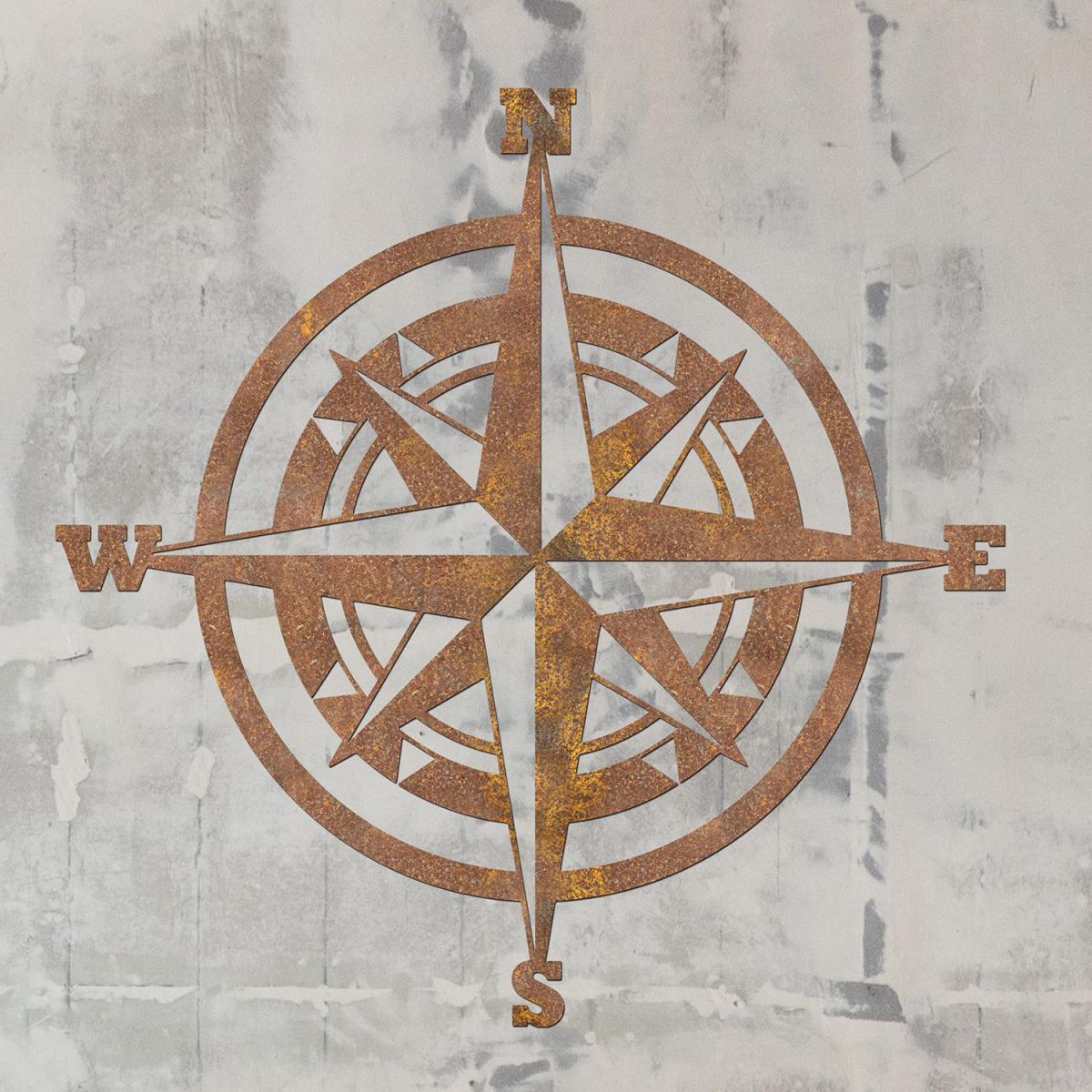 Compass Wall Art on a Rustic Grey Wall Compass Wall Art on a Rustic Grey Wall