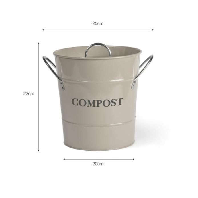 Cream 3.5L Compost Bucket Measurements